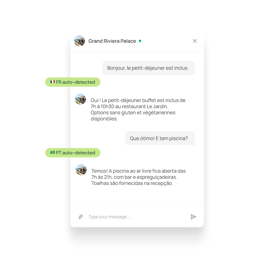 La chat web di chatlyn risponde in automatico in più lingue