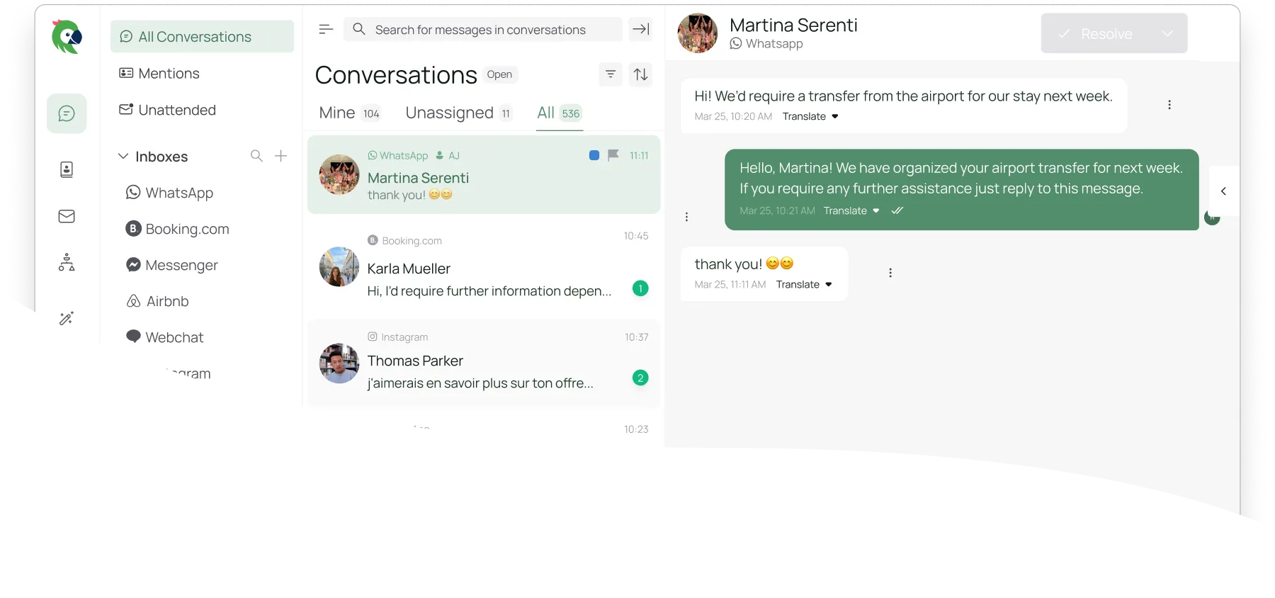 chatlyn app: unified hotel guest communication inbox